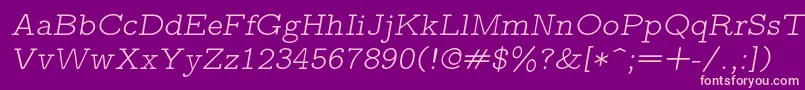 Lmmonoproplt10Oblique Font – Pink Fonts on Purple Background