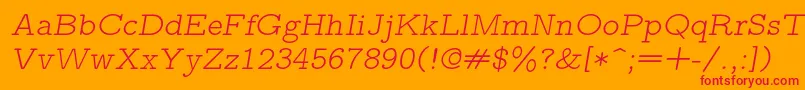 Шрифт Lmmonoproplt10Oblique – красные шрифты на оранжевом фоне