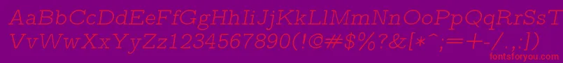 フォントLmmonoproplt10Oblique – 紫の背景に赤い文字