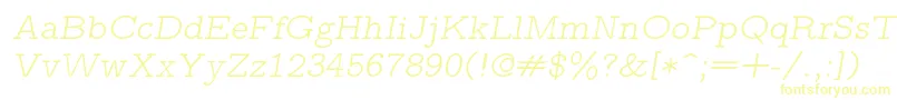 フォントLmmonoproplt10Oblique – 白い背景に黄色の文字