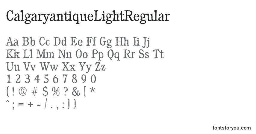 Schriftart CalgaryantiqueLightRegular – Alphabet, Zahlen, spezielle Symbole