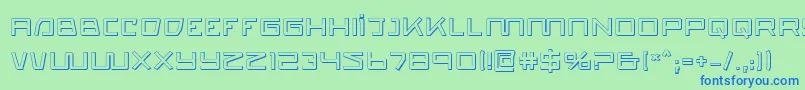 フォントQuasitron ffy – 青い文字は緑の背景です。