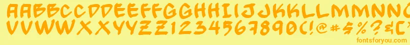 Fonte GongNormal – fontes laranjas em um fundo amarelo