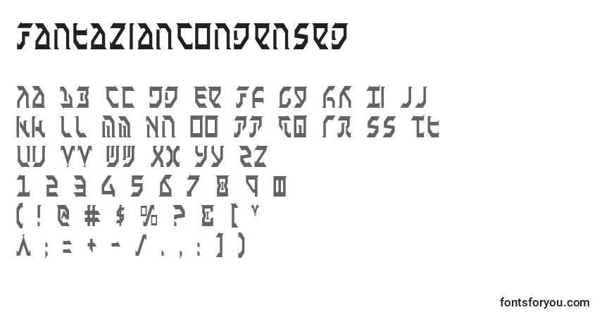 A fonte FantazianCondensed – alfabeto, números, caracteres especiais