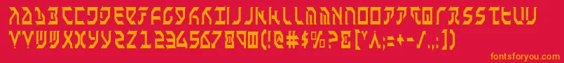 フォントFantazianCondensed – 赤い背景にオレンジの文字