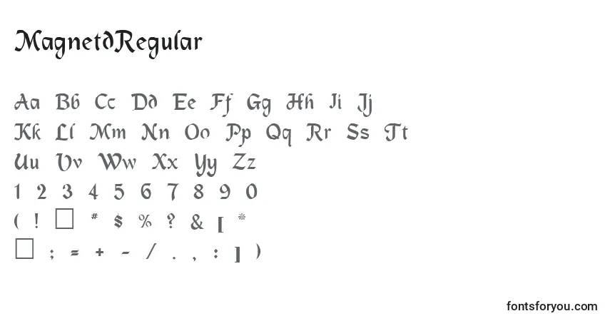 A fonte MagnetdRegular – alfabeto, números, caracteres especiais