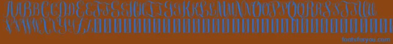 FreemonogramBeta0.5-Schriftart – Blaue Schriften auf braunem Hintergrund