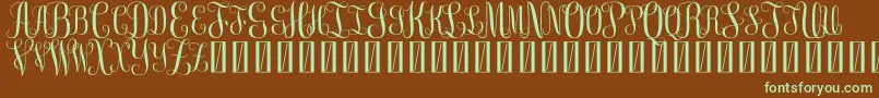 FreemonogramBeta0.5-Schriftart – Grüne Schriften auf braunem Hintergrund