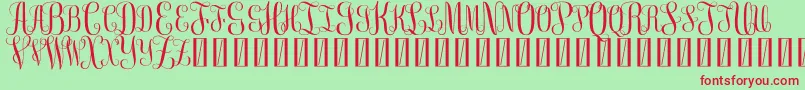 FreemonogramBeta0.5-Schriftart – Rote Schriften auf grünem Hintergrund