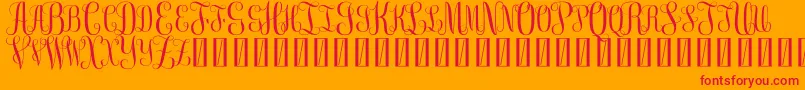 FreemonogramBeta0.5-Schriftart – Rote Schriften auf orangefarbenem Hintergrund