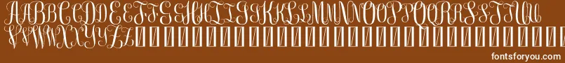 FreemonogramBeta0.5-Schriftart – Weiße Schriften auf braunem Hintergrund