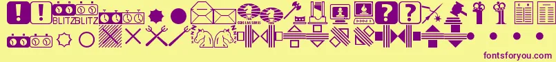 ChessMiscel-Schriftart – Violette Schriften auf gelbem Hintergrund