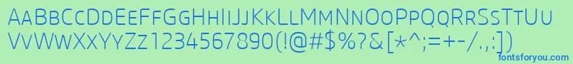 フォントCoreSansMSc25Extralight – 青い文字は緑の背景です。