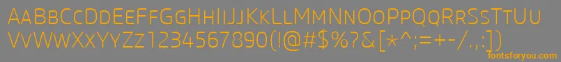 CoreSansMSc25Extralight-Schriftart – Orangefarbene Schriften auf grauem Hintergrund