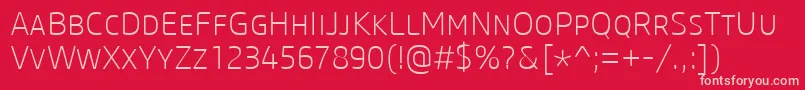 CoreSansMSc25Extralight Font – Pink Fonts on Red Background