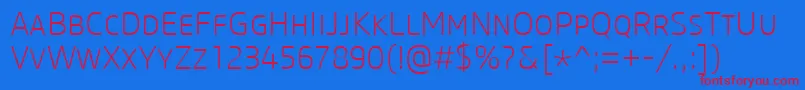CoreSansMSc25Extralight Font – Red Fonts on Blue Background