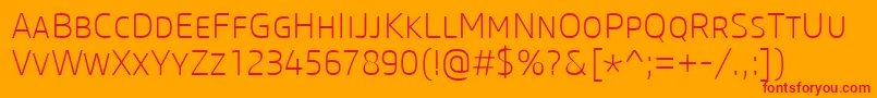 CoreSansMSc25Extralight-fontti – punaiset fontit oranssilla taustalla