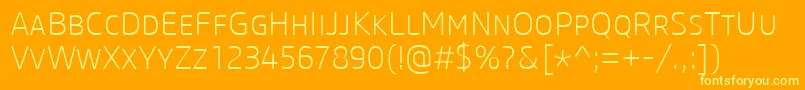 フォントCoreSansMSc25Extralight – オレンジの背景に黄色の文字