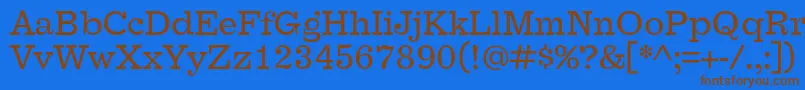 フォントFaraoOt – 茶色の文字が青い背景にあります。