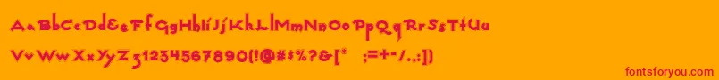 Captainswabbynf-Schriftart – Rote Schriften auf orangefarbenem Hintergrund