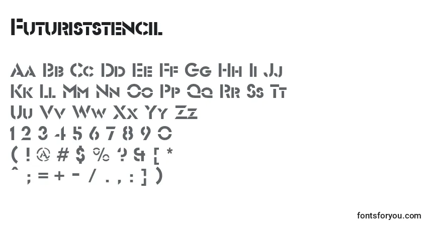 Fuente Futuriststencil - alfabeto, números, caracteres especiales