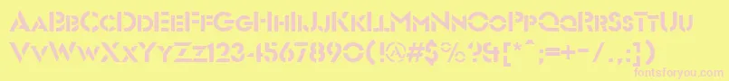 Weitere Informationen zur Futuriststencil-Schriftart Futuriststencil-Schriftart – Rosa Schriften auf gelbem Hintergrund