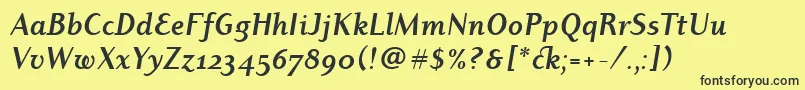 DyadisositcTtРџРѕР»СѓР¶РёСЂРЅС‹Р№РљСѓСЂСЃРёРІ Font – Black Fonts on Yellow Background