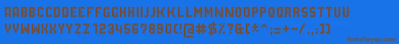 フォントGvbBusPid5x3 – 茶色の文字が青い背景にあります。