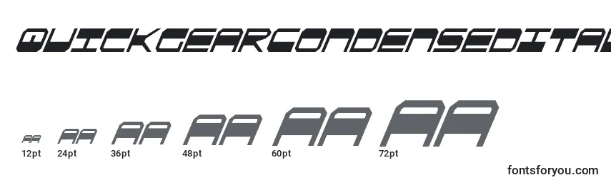 QuickgearCondensedItalic Font Sizes