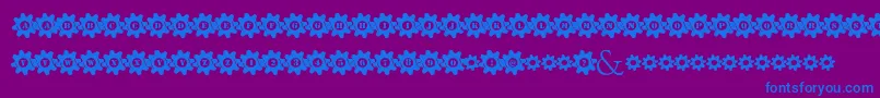 StuckedInGears-Schriftart – Blaue Schriften auf violettem Hintergrund