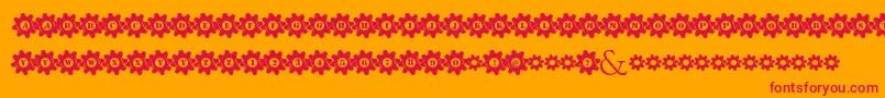 フォントStuckedInGears – オレンジの背景に赤い文字