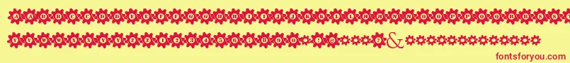 フォントStuckedInGears – 赤い文字の黄色い背景