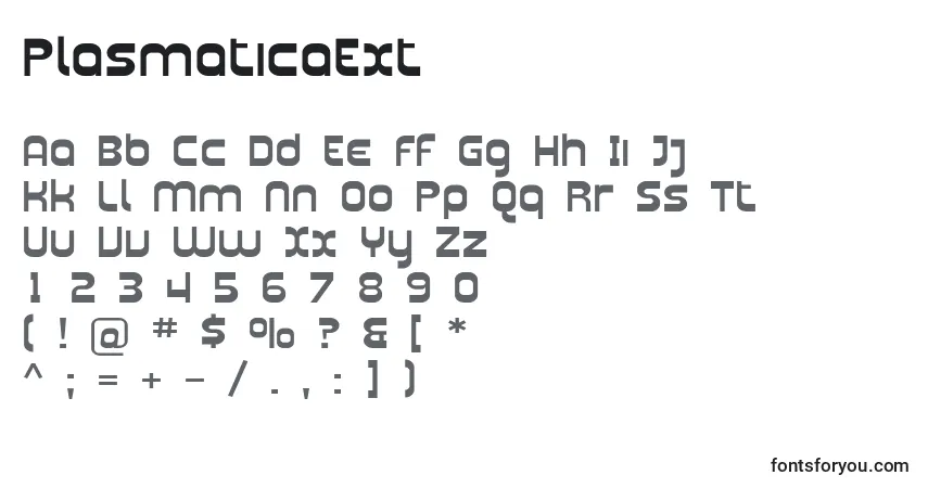 characters of plasmaticaext font, letter of plasmaticaext font, alphabet of  plasmaticaext font