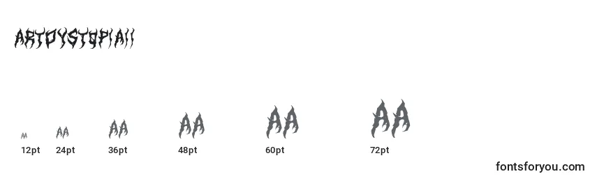 Размеры шрифта ArtdystopiaIi