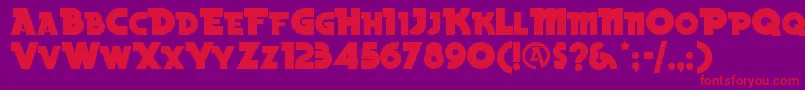 フォントBeckerblacknfRegular – 紫の背景に赤い文字