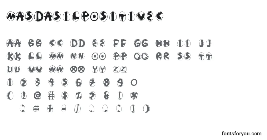 Schriftart Masdasilpositivec – Alphabet, Zahlen, spezielle Symbole