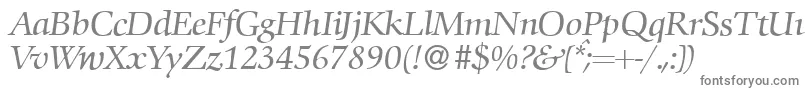 C792RomanItalic-fontti – harmaat kirjasimet valkoisella taustalla