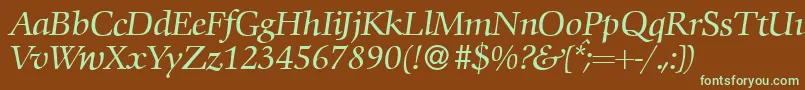 C792RomanItalic Font – Green Fonts on Brown Background