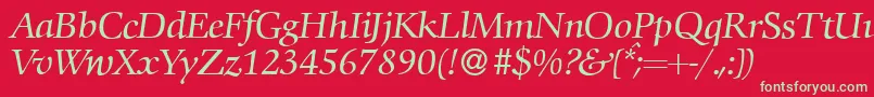 フォントC792RomanItalic – 赤い背景に緑の文字