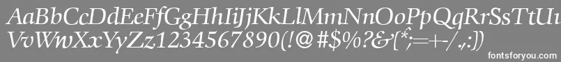 フォントC792RomanItalic – 灰色の背景に白い文字