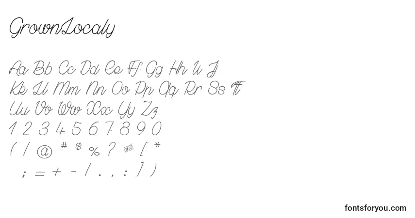 Шрифт GrownLocaly – алфавит, цифры, специальные символы