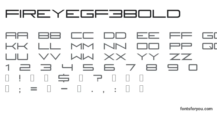 A fonte Fireyegf3Bold – alfabeto, números, caracteres especiais