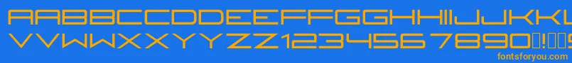 Fireyegf3Bold-Schriftart – Orangefarbene Schriften auf blauem Hintergrund
