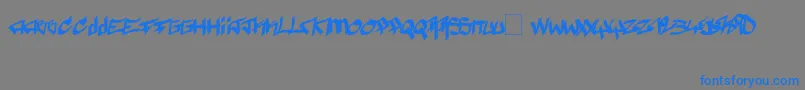 フォントPyromane – 灰色の背景に青い文字