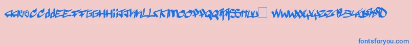 Pyromane Font – Blue Fonts on Pink Background