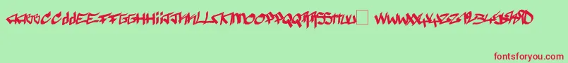 Pyromane-Schriftart – Rote Schriften auf grünem Hintergrund