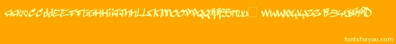 Pyromane-Schriftart – Gelbe Schriften auf orangefarbenem Hintergrund