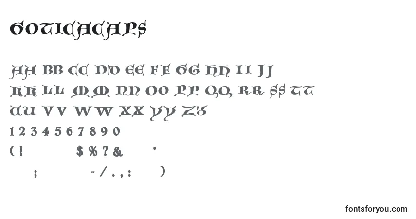 Czcionka Goticacaps – alfabet, cyfry, specjalne znaki