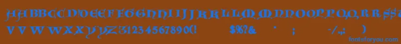Goticacaps Font – Blue Fonts on Brown Background
