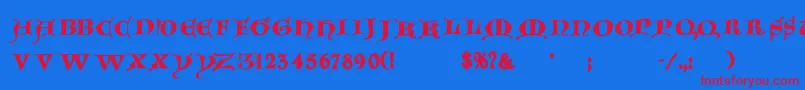 Goticacaps Font – Red Fonts on Blue Background